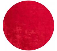 Tapis rond salon Ø200cm LYN10 LAVABLE Rouge uni, tapis shaggy à longs poils