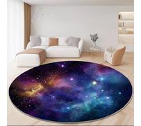 Tapis Rond Salon 60 cm, Fantastique Galaxie Espace Antidérapant & Poils Courts Tapis de Sol Ronds Décoration, Violet Convient pour Chambre à Coucher Balcon Intérieur Extérieur