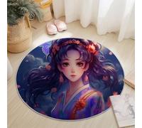 Tapis Rond Salon 60cm, Est Style Lavable Antidérapant Tapis Mystique Ornemental Lune Fille Imprimé Carpette Convient pour la Chambre la Salle à Manger et Le Bureau Couleur