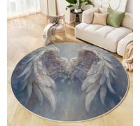 Tapis Rond Salon, Ailes Fantastiques 3D Peinture À L'Huile Fantastique Imprimé Tapis De Sol Décoration Antidérapant Pour Salon Chambre Cuisine Balcon Manger Intérieur Extérieur, Gris Foncé, 200 Cm