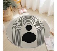 Tapis Rond Salon, Bohème Simple Arches Lignes Imprimé Tapis de Sol Décoration Antidérapant pour Salon Chambre Cuisine Balcon Terrasse Salle à Manger Intérieur & Extérieur (Noir Abricot, 140 cm)