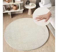 Tapis rond Salon Chambre à coucher Unicolore Moderne Shaggy Haut Flocon Crème Beige Doux 100 x 100 cm