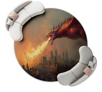 Tapis Rond Salon Cité du Dragon Rouge Gothique Tapis de Sol Décoration Antidérapant 150 cm (Round) pour Salon Chambre Cuisine Balcon Terrasse Salle à Manger Intérieur Couleur Orange