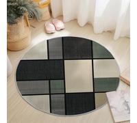 Tapis Rond Salon Coloré, Géométrique Moderne Rectangle Lignes Imprime Tapis de Sol Décoration Antidérapant pour Salon Chambre Cuisine Terrasse Salle à Manger Intérieur & Extérieur 180 cm