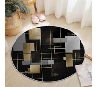 Tapis Rond Salon Coloré, Moderne Lignes Élégant Rectangle Imprime Tapis de Sol Décoration Antidérapant pour Salon Chambre Cuisine Terrasse Salle à Manger Intérieur & Extérieur 60 cm
