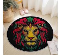 Tapis Rond Salon Diamètre 120 cm, Gros Plan Texture Animaux Lion Imprime, Coloré Tapis de Sol Décoration Antidérapant pour Salon Chambre Cuisine Terrasse Salle à Manger Intérieur Décoratif