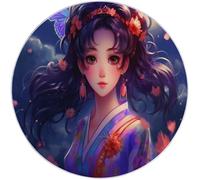 Tapis Rond Salon, Fille Style Japonais Papillon Tapis de Sol Décoration Antidérapant 90 cm (Round) Tapis de Sol Décoration Antidérapant Violet