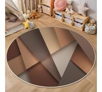 Tapis Rond Salon Géométrie Polygones, Tapis de Sol Style Origami Minimaliste Décoration Antidérapant Lavable Brun, pour Chambre Cuisine Balcon Terrasse Salle à Manger Intérieur 160cm
