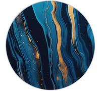 Tapis Rond Salon l'art mystérieux des fluides des Profondeurs Tapis de Sol Décoration Or Bleu Antidérapant pour Salon Chambre Cuisine Balcon Terrasse Salle à Manger Extérieur 180 cm (Round)