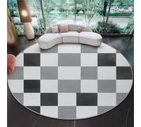 Tapis Rond Salon, Minimalisme Grille Géométrie Tapis de Sol Décoration Antidérapant pour Chambre Cuisine Balcon Terrasse Salon Salle à Manger(200 cm, Gris)