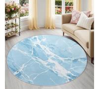 Tapis Rond Salon, Minimalisme Moderne Imprimer Tapis de Sol Décoration Antidérapant pour Chambre Salon Cuisine Balcon Terrasse Salle à Manger Intérieur, 100 cm Blanc Marbre Texturé