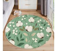 Tapis Rond Salon, Modèle Plante Tapis De Sol Décoration Antidérapant, Lavable À Simple Et Mignon pour Chambre Cuisine Balcon Salon Salle À Manger Intérieur (Vert)