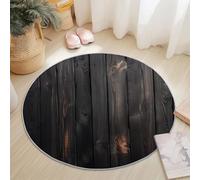 Tapis Rond Salon Nature Animaux Colère Loup Tapis de Sol Décoration Antidérapant pour Salon Chambre Cuisine Balcon Terrasse Salle à Manger Intérieur Extérieur (120 cm, Noir)