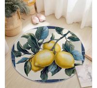 Tapis Rond Salon, Peinture à l'huile Branches de citronnier Cadre Imprimé Tapis de Sol Décoration Antidérapant pour Salon Chambre Cuisine Balcon à Manger Intérieur & Extérieur (Multicolore, 180 cm)