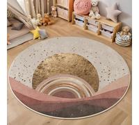 Tapis Rond Salon Simple Arche Soleil, Tapis de Sol Style Bohème Décoration Antidérapant Lavable Or, pour Chambre Cuisine Balcon Terrasse Salle à Manger Intérieur 100cm