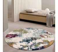 Tapis Rond Salon Tapis Chambre Anti Slip Doux Tapis Peintures à l'huile d'art coloré Abstrait Couloir Grand Tapis pour Chambre Décor de D'intérieur, ø 140 cm