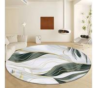 Tapis Rond Salon Texture Végétale, Feuilles de Palmier Vert Olive Abstraites Tapis de Sol Antidérapant, Tapis 120 cm pour Chambre Cuisine Balcon Terrasse Salon Salle à Manger Intérieur Extérieur