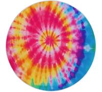 Tapis Rond Salon Tie-Dye Bohème Vibrant Tapis de Sol Décoration Rouge Bleu Antidérapant pour Salon Chambre Cuisine Balcon Terrasse Salle à Manger Extérieur 60 cm (Round)