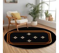 Tapis Rond Shaggy Lavable Rectangles verticaux Effet Pois - Moelleux et Antidérapant Pare-humidité Tapis Rond, 180 cm Noir pour Salon Couloir Salle D'étude Décorations Intérieures