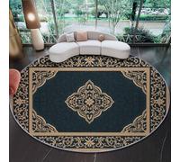 Tapis Rond Sombre 100 cm Tapis À Poils Courts Lavable, Doux Antidérapant Tapis Salon Et Cadre Rectangulaire Classique Floral Et Luxueux Pour Entrée Intérieur, Chambre, Cuisine, Chambre D'enfant