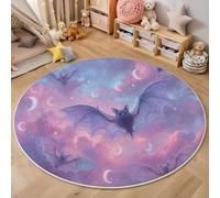 Tapis Rond Style d'art Céleste, Tapis D'Intérieur Antidérapant, Durable Et Lavable, Soleil, Lune, Convient pour Le Salon, La Chambre, Cuisine Ou Salle À Manger - Brun Foncé - 130 Cm Rond