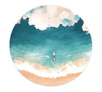 Tapis Rond Style Nordique Plage et Vagues Surf, Tapis Sol Doux antidérapant pour dortoir, Chambre et Salon 120x120cm