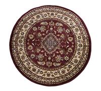 Tapis rond style persan oriental abstrait classique rouge - 133 x 133 cm