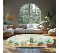 Tapis Rond Succulent coloré Moderne Lavable Cactus Cercle botanique Tapis pour l’entrée Cuisine Chambre à Coucher Maison Salle à Manger Cuisine Décor 244cm(Rond)