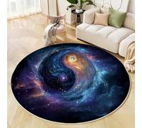 Tapis Rond, Symbole du Tai Chi, 160 Cm, Doux, Antidérapant, Lavable, À Poils Courts, pour Entrée, Intérieur, Chambre À Coucher, Chambre d'enfant, Buanderie, Art du Ciel Étoilé Bleu Foncé