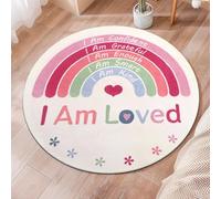 Tapis Rond,Tables de Chevet Modernes géométriques Arc-en-Ciel, décoration de Sol, Rose, ø 130 cm, Washable Rugs for Bedroom Living Room Decor Office Chairs for Home Floor Protector,