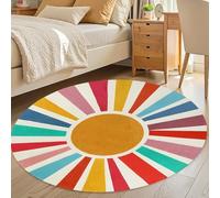 Tapis Rond,Tapis de Sol Moderne, Motif Arc-en-Ciel géométrique Circulaire et coloré, Rose, ø 100 cm, Small Area Carpet Room Decor Floor Rug Decorative Home Accessories Under Table Chair,