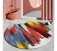 Tapis Rond Tapis Doux Au Toucher Tapis Abstrait Art Coloré Peinture à L’Huile Antidérapant Lavable Salon Tapis Chevet Sol Tapis, Color, ø 150 cm