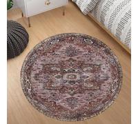 Tapis Rond,Tapis Oriental Bleu Marine Vintage Traditionnel, ø 200 cm, Large Rugs for Living Dining Room Lounge Bedrooms Decor Carpets Floor Protection Mat,