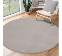 the carpet Relax Tapis à Poils Courts et Moelleux, Dessous antidérapant, Aspect Fourrure, Lavable jusqu'à 30 °C, Super Doux, Sable, 120 x 120 cm Rond