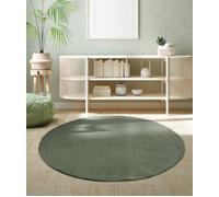 Tapis Rond - The Carpet - Relax - Antidérapant - Lavable - 120 cm - Vert Forêt