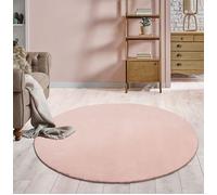 the carpet Relax Tapis Moelleux à Poils Courts, Dessous antidérapant, Lavable à 30 degrés, Super Doux, Aspect Fourrure, Blush, 200 cm Rond