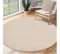 the carpet Relax Tapis Moderne à Poils Courts et Moelleux, Dessous antidérapant, Lavable à 30 degrés, Super Doux, Aspect Fourrure, Beige, 160 x 160 cm Rond