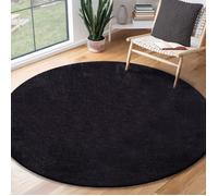 the carpet Relax Tapis Moderne à Poils Courts et Moelleux, Dessous antidérapant, Lavable à 30 degrés, Super Doux, Aspect Fourrure, Noir, 160 x 160 cm Rond