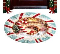 Tapis Rond Thème Noël Tapis avec Illusion d'Optique Doux et Antidérapant 1 | Paillasson de Porte d'Entrée de Fête Pour la Maison Chambre Salon Fermette Balcon et Fête de fin d'année