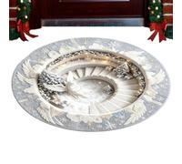 Tapis Rond Thème Noël Tapis Rond Doux et Antidérapant à Illusion d'Optique | Mignon Couvre-sol Décoratif pour la Maison pour Maison et Ferme Entrée Chambre à Coucher Balcon Fête de