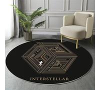 Tapis Rond Thème spatial Structure spatiale des astronautes - Lavable - Poils Courts Doux et antidérapant - pour Chambre à Coucher, Salon, Vestibule, entrée, Chambre d'enfant - Noir et marron 160cm