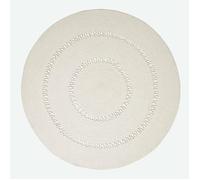 HOMESCAPES Tapis tissé à Plat en Coton ajouré, Tapis Rond Beige, 150 cm