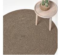 Tapis rond tissé à plat en coton mélange Beige et Noir, 120 cm