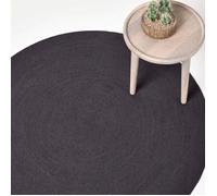 Tapis rond tissé à plat en coton Noir, 150 cm