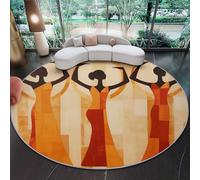 Tapis Rond Traditionnel Africain Graffiti - Marron Clair Doux Lavable en Machine Tapis Poil Ras pour Salle à Manger Chambre d’Enfant Nurserie, 90 cm