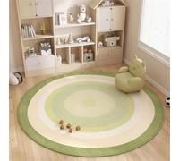 Tapis Rond Vert Jaune Microfibre Tapis Doux Lavable en Machine,Tapis De Chambre Rond Doux Et Confortable Moderne,Moquette Chambre Antidérapant Petit Tapis,Tapis Chambre Bebe Diamètre 80Cm