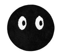 Tapis Rond Visage Mignon Noir Flocage Doux Tapis résistant à la dérapage pour Chambre de Salle de Bain Chambre Salon de Sol Non Glissant Durable décoration intérieure (60 * 60cm)