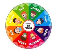 Tapis rond « Wheel of Feelings and Emotions » - Tapis éducatif pour la santé mentale - Pour salle de classe, apaisant, émotions - ABC - Cadeau pour la rentrée scolaire