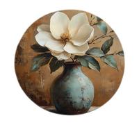 Tapis Ronde à orchidées Blanches antidérapantes lavables, Nature Morte Vintage, Fleur, Tapis à Poil Bas, Moquette Douce et Douillette pour Salon de Ferme, Chambre. 160x160cm