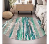 Tapis Ronde,Décoration d'intérieur au Design Abstrait Moderne, Vert, ø 130 cm, Tapis Decoratif pour Fauteuil Pouf Salon Moderne Chambre Adulte ou Ado